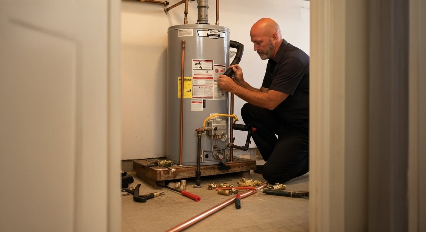 Daniel's Water Heater Repair technician repairing a water heater